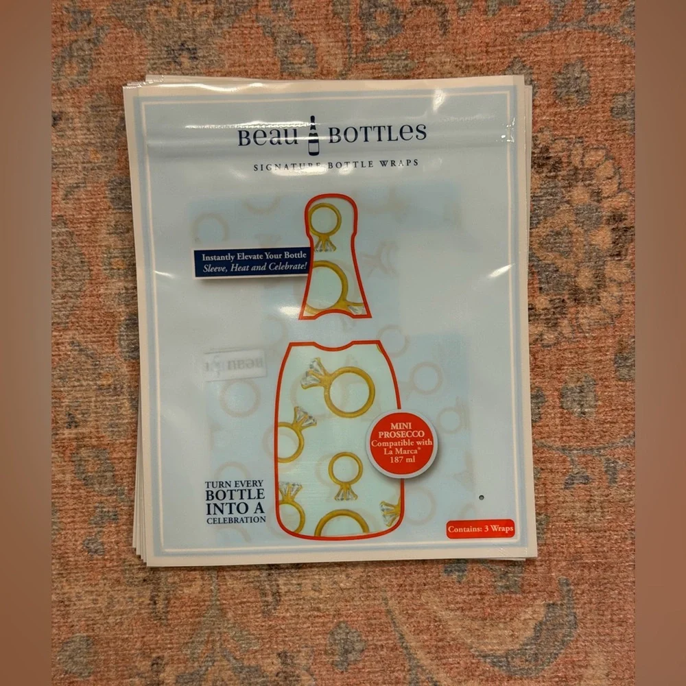 Brand New Beau Bottles Blue Engagement Ring- MINI Prosecco Collection - 5 Pack